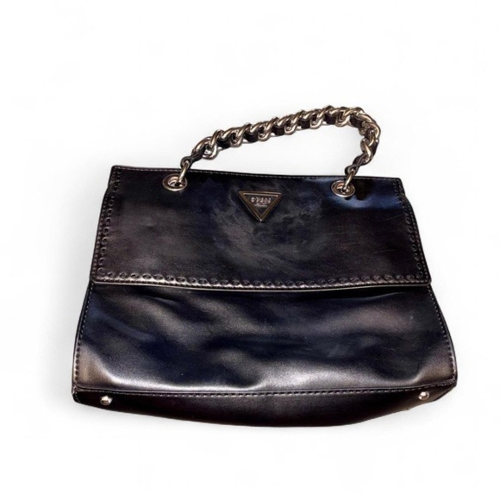 GUESS Sawyer Black Satchel Handbag